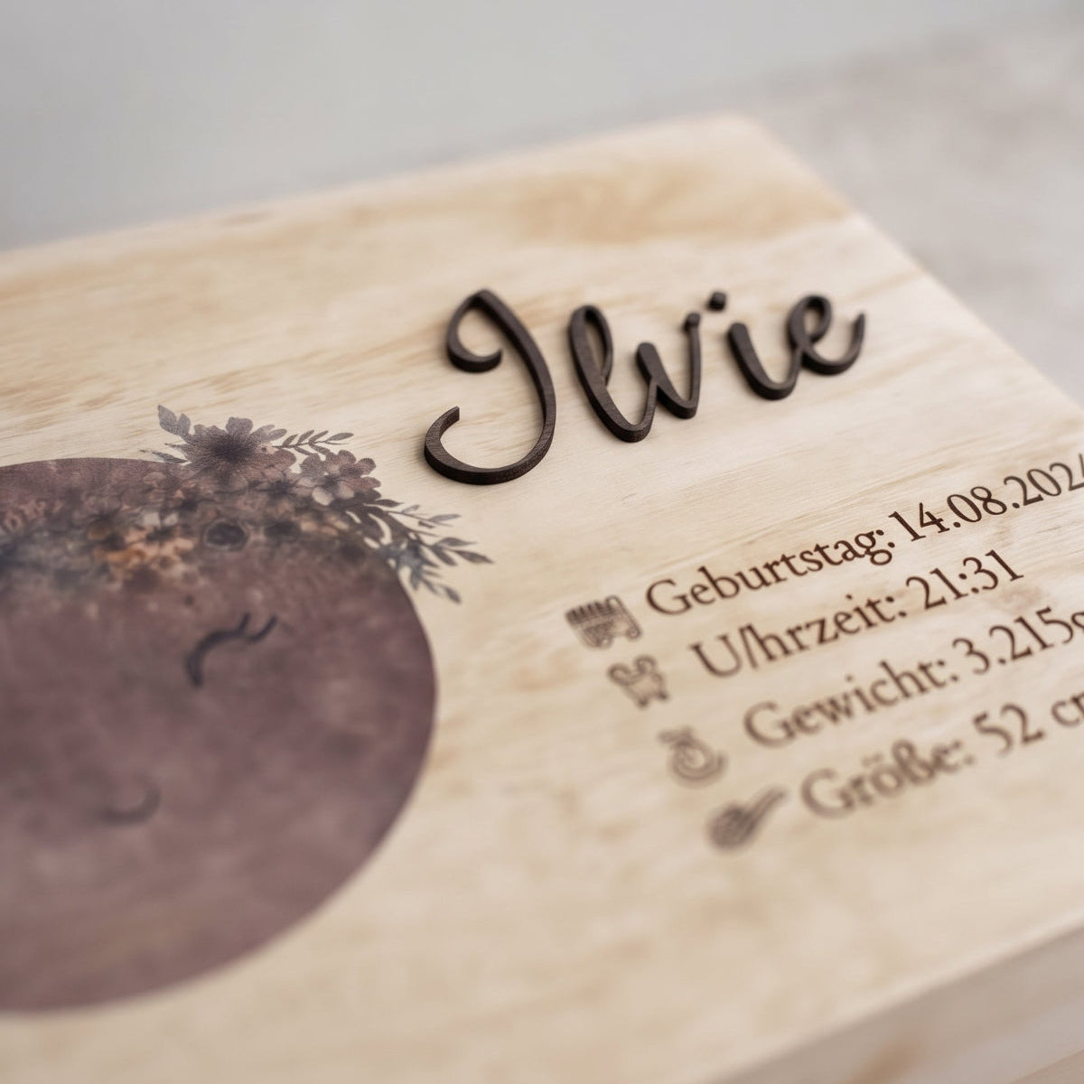 Personalisierbare Erinnerungskiste zur Geburt