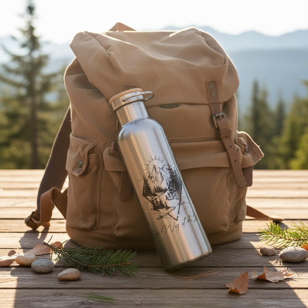 Thermosflasche mit  Holzdeckel