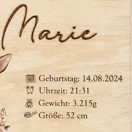Personalisierbare Erinnerungskiste zur Geburt