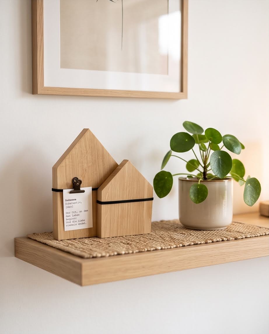 Deko-Haus Holz mit Botschaft