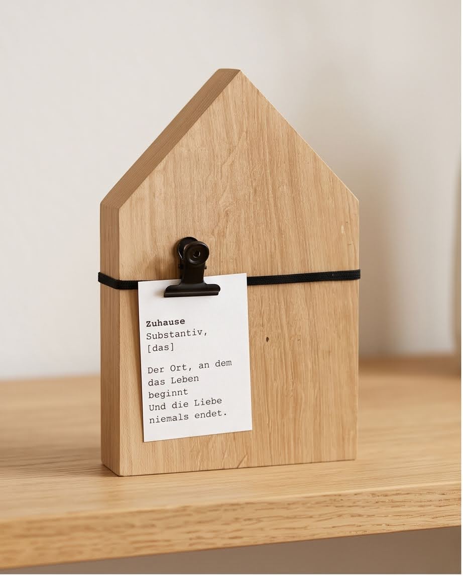 Deko-Haus Holz mit Botschaft